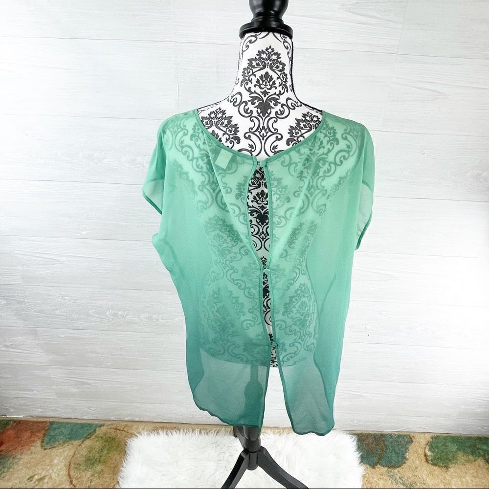 Torrid Ombre Sheer Chiffon Button Back Dolman Top - Picture 7 of 8